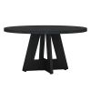 Modern Farmhouse 47-inch Round Kitchen Dining Table in Black Wood Finish