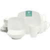 16 Pieces - White Square Porcelain Dinnerware Set - Service for 4