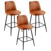 VEVOR Bar Stool Set of 3, 27 inch Counter Height Swivel Stools, Modern PU Leather Counter Barstool with Backrest and Metal Legs, Armless Bar Chair