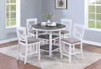 Counter Height Dining Table w Storage Shelve 4x Chairs Padded Seat Unique Design Back 5pc Dining Set White Color