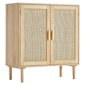 VEVOR Rattan Cabinet, Rattan Storage Cabinet with 2 Magnetic Doors and Adjustable Shelves, Sideboard Buffet Cabinet for Hallway, Entryway, Living Room