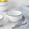 (3 pack) Blue Rim Stoneware Bowl