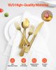 VEVOR 100-Piece Gold Silverware Set, Food-Grade Stainless Steel Flatware Utensils for 20, Mirror Finished Cutlery Set