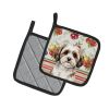 Parti-color Havanese Vegetables Pair of Pot Holders Pair 7.5x7.5 Quilted Insulated Hot Pads Decorative Kitchen Gift Made in USA