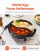 VEVOR Electric Hot Pot, 1360W 5 L Double-flavor Shabu Shabu Pot, Non-Stick Electric Cooker with Divider, Clear Glass Lid, Temperature control