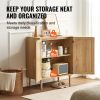 VEVOR Rattan Cabinet, Rattan Storage Cabinet with 2 Magnetic Doors and Adjustable Shelves, Sideboard Buffet Cabinet for Hallway, Entryway, Living Room