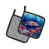 Dolphin Pair of Pot Holders Kitchen Heat Resistant Pot Holders Sets Oven Hot Pads for Cooking Baking BBQ, 7 1/2 x 7 1/2