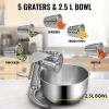 VEVOR Rotary Cheese Grater, Zinc Alloy Rotary Vegetable Mandoline, Manual Cheese Mandoline with 5 Stainless Steel Cutting Cones