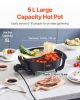 VEVOR Electric Hot Pot, 1360W 5 L Double-flavor Shabu Shabu Pot, Non-Stick Electric Cooker with Divider, Clear Glass Lid, Temperature control