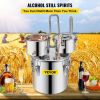 VEVOR Moonshine Still Stainless Steel Water Alcohol Distiller Copper Tube With Circulating Pump Home Brewing Kit Build-in Thermometer for DIY Whisky W