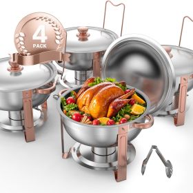 VEVOR Chafing Dish Buffet Set, 5 Qt 4 Pack, Stainless Steel Chafer with 4 Full Size Pans (Style: Rose Gold, Set: 4 Pcs)