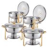 VEVOR Chafing Dish Buffet Set, 5 Qt 4 Pack, Stainless Steel Chafer with 4 Full Size Pan