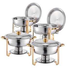 VEVOR Chafing Dish Buffet Set, 5 Qt 4 Pack, Stainless Steel Chafer with 4 Full Size Pans (Style: Golden, Set: 4 Pcs)